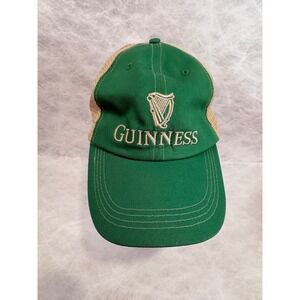 Guinness Beer Trucker Hat Green Tan Mesh Snapback Harp Logo Baseball Cap Mens
